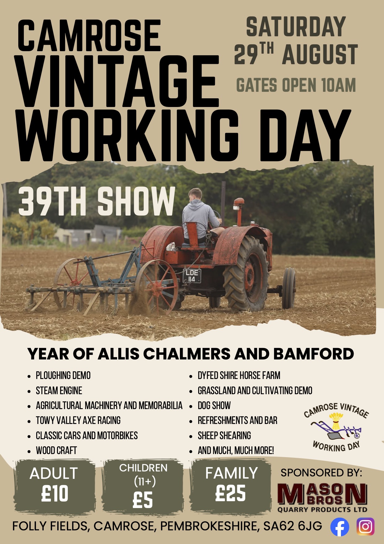 Saturday, 29th August, 2026 - The 39th Camrose Vintage Working Day